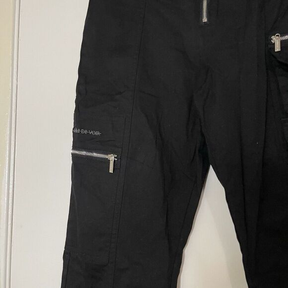 Maniere de Voir black cargo zippered tapered goth punk pants size UK 10 US 8 - Picture 2 of 7